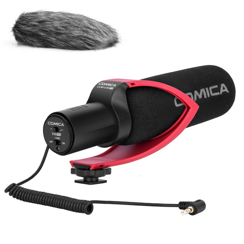 COMICA CVM-V30PRO Professional Super Cardioid Shotgun Microphone with Wind Muff, Camera Microphone for Canon Nikon Sony DSLR Cameras, Camcorders, iPhone Smartphones, etc - Image 1